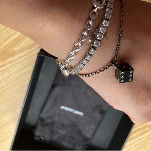 Saint Laurent Silver Dice Charm Bracelet